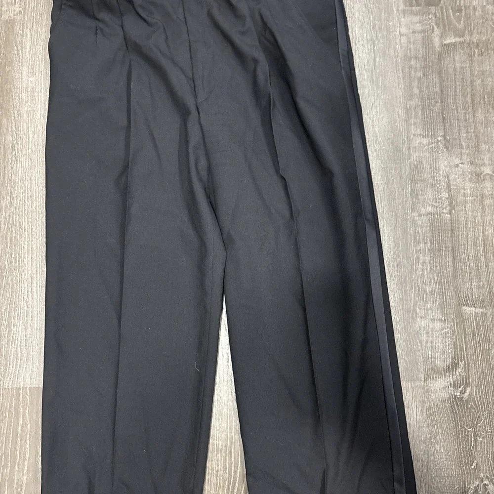 VTG 70s Wool Dress Pants With Suspenders Side Belt Talon Zipper Adjustable 38x31 - Picture 7 of 16